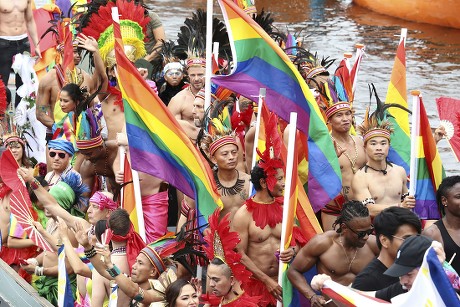 Canal Parade During Amsterdam Gay Pride Editorial Stock Photo Stock