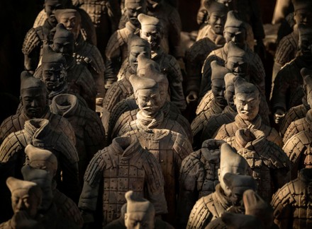 Terracotta Warriors Statues Stands On Display Editorial Stock Photo