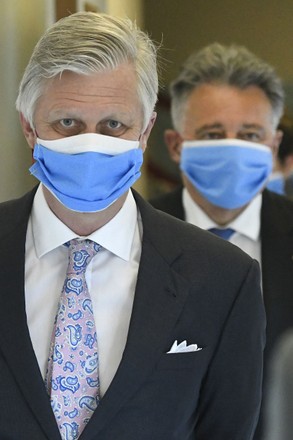 King Philippe Visit To Uz Brussel Hospital Brussels Belgium Apr