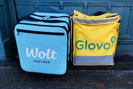 Wolt Glovo Delivery Bags Seen Krakow Editorial Stock Photo Stock