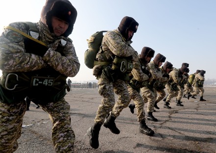 Kyrgyz Military Personnel Enter Helicopter Perform Editorial Stock