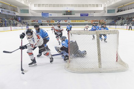 Yokohama Grits Vs HC Tochigi Nikko IceBucks In Japan Stock Pictures