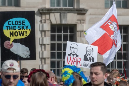 Protest In Solidarity With Ukraine Outside Downing Street In London Uk