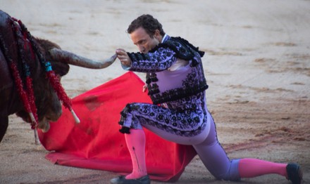 Spanish Bullfighter Rafaelillo Touches Horn His Editorial Stock Photo