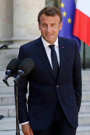 French President Emmanuel Macron Greets European Editorial Stock Photo