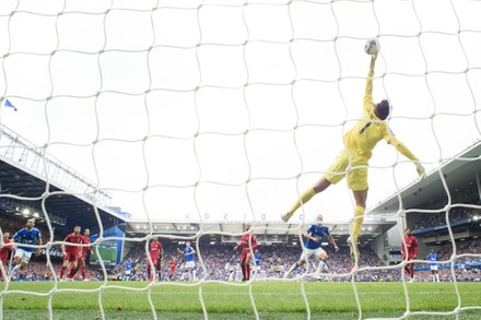 Liverpool Goalkeeper Alisson Becker Makes Save Editorial Stock Photo