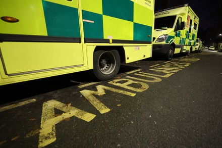 Emergency Ambulances Parked Outside Ambulance Station Editorial Stock