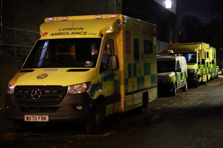 Emergency Ambulances Parked Outside Ambulance Station Editorial Stock