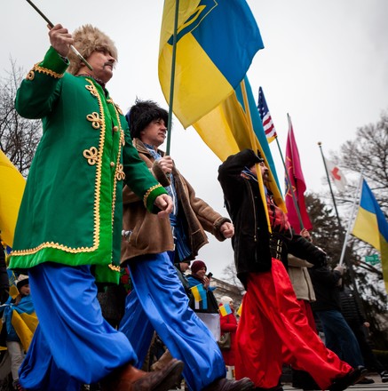 Protesters Traditional Clothing Participate March Ukraine Editorial