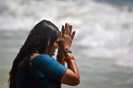 Hindu Devotee Offers Prayer After Taking Editorial Stock Photo Stock