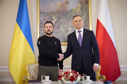 Polands President Andrzej Duda Ukrainian President Editorial Stock