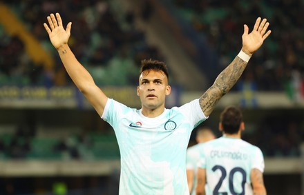 Inters Lautaro Martinez Celebrates After Scoring Editorial Stock Photo