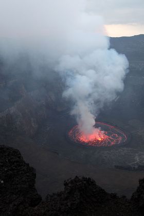 Lava Lake Mount Nyiragongo Editorial Stock Photo Stock Image