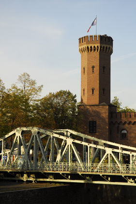 Swing Bridge Bridge Rheinau Peninsula Back Editorial Stock Photo