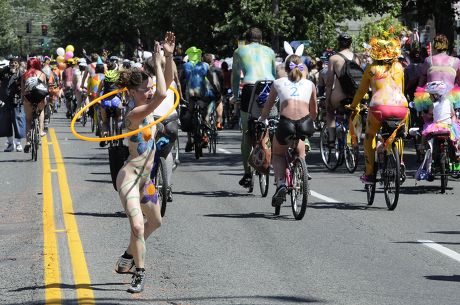 Body Painted Naked Cyclists Take Streets Editorial Stock Photo Stock