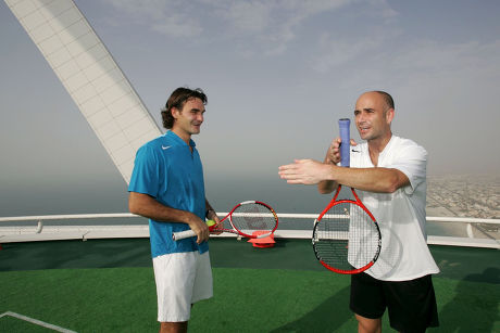 Roger Federer Andre Agassi Court Laid Editorial Stock Photo Stock