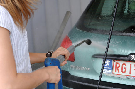 Model Released Woman Washing Car Editorial Stock Photo Stock Image