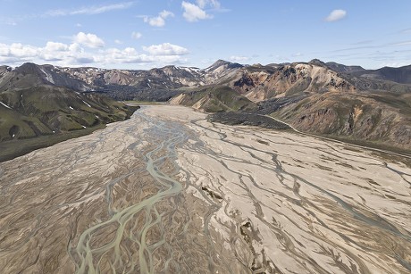 Aerial View Landmannalaugar Region Coloured Rhyolite Editorial Stock