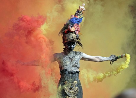 Model Poses Photographs During World Bodypainting Editorial Stock Photo