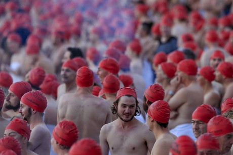 Participants Prepare Before Nude Solstice Swim Editorial Stock Photo