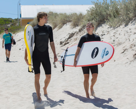 Angelique Kerber And Alexander Zverev Surfing On Trigg Beach Perth