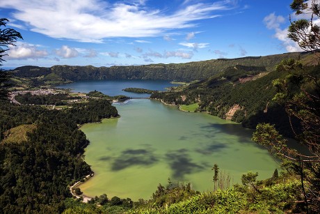 View Volcanic Crater Caldera Sete Cidades Editorial Stock Photo Stock