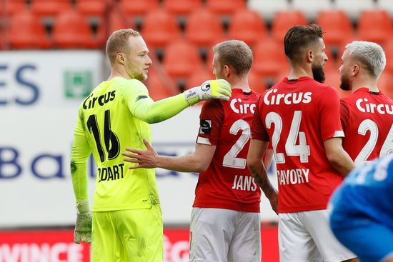 Standards Goalkeeper Arnaud Bodart Celebrates During Editorial Stock