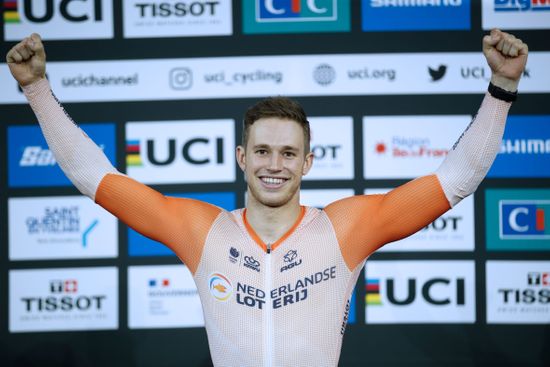 Harrie Lavreysen Netherlands Celebrates On Podium Editorial Stock Photo