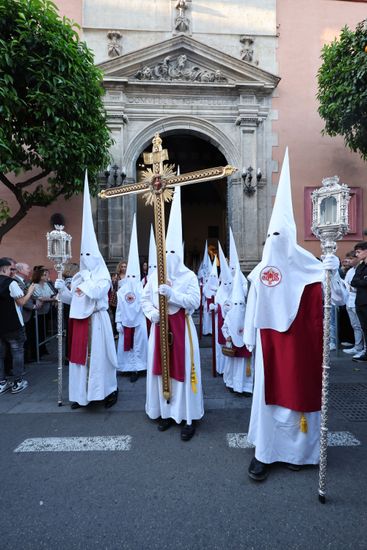 Penitents Nazarenos Las Siete Palabras Brotherhood Editorial Stock