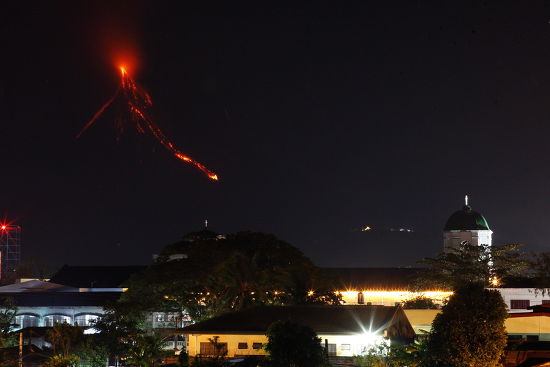 Lava Cascades Down Slopes Mayon Volcano Editorial Stock Photo Stock