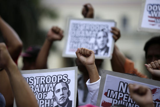 Filipino Protesters Clench Their Fists During Editorial Stock Photo