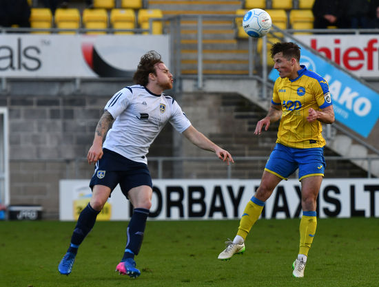 Damon Lathrope Torquay United Challenges Ariel Editorial Stock Photo