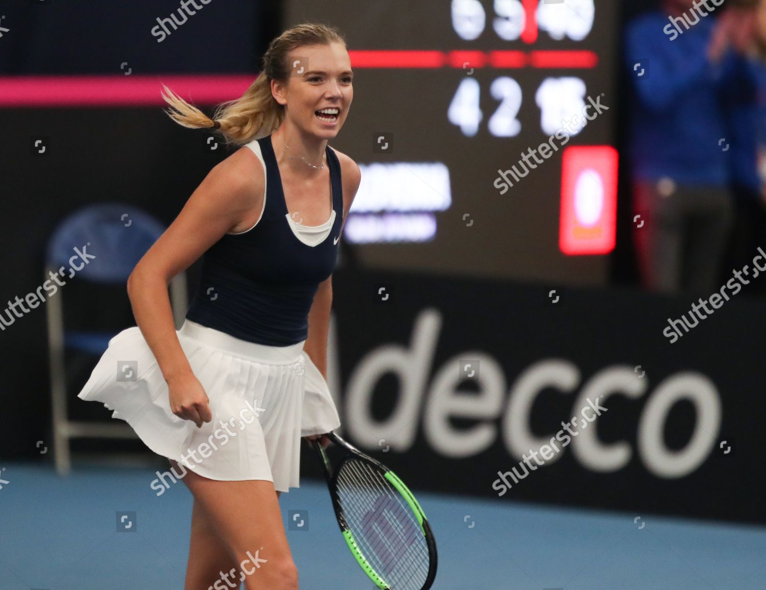 Great Britains Katie Boulter Celebrates Match Editorial Stock Photo