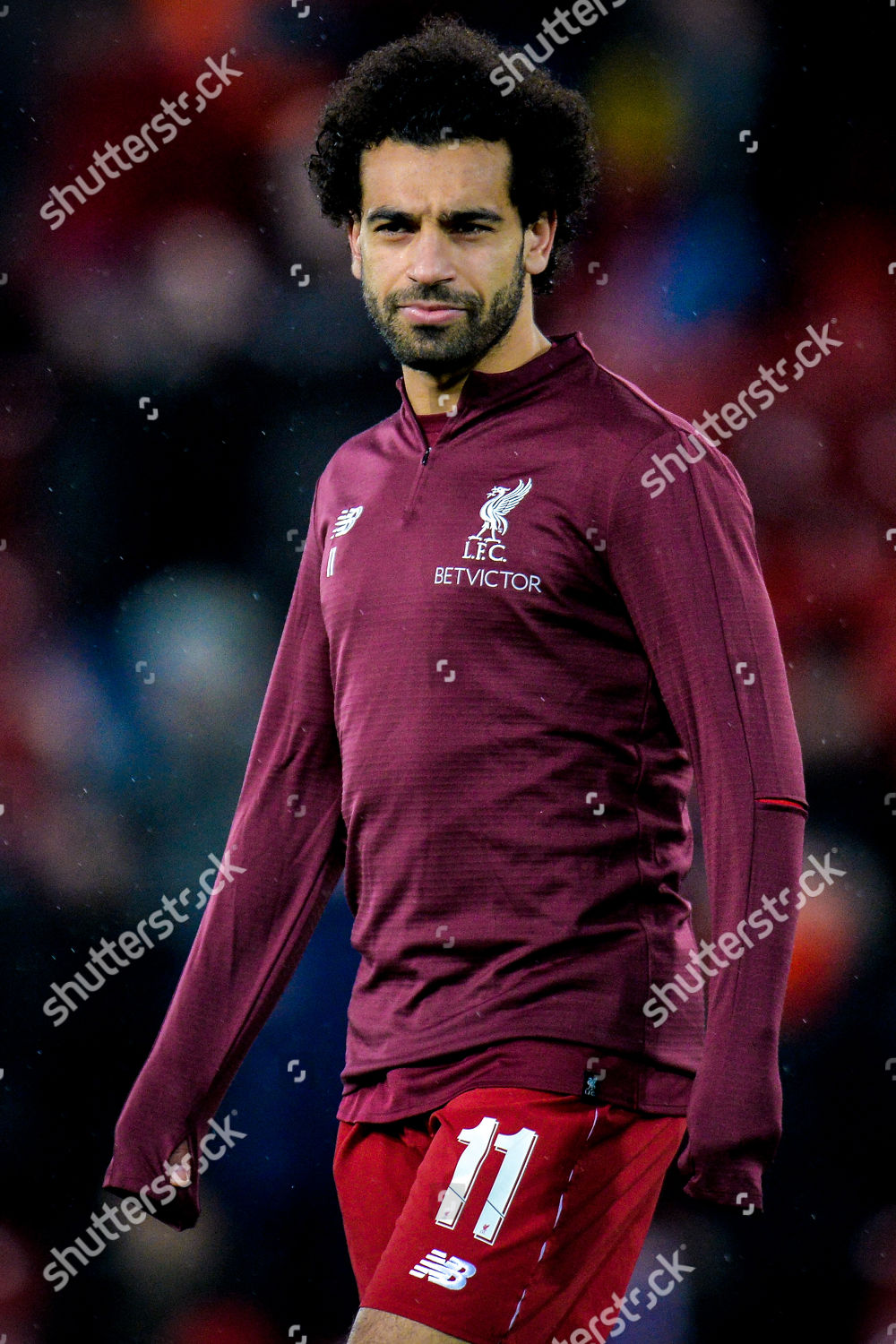 Liverpools Mohamed Salah Warms Prior Uefa Editorial Stock Photo Stock