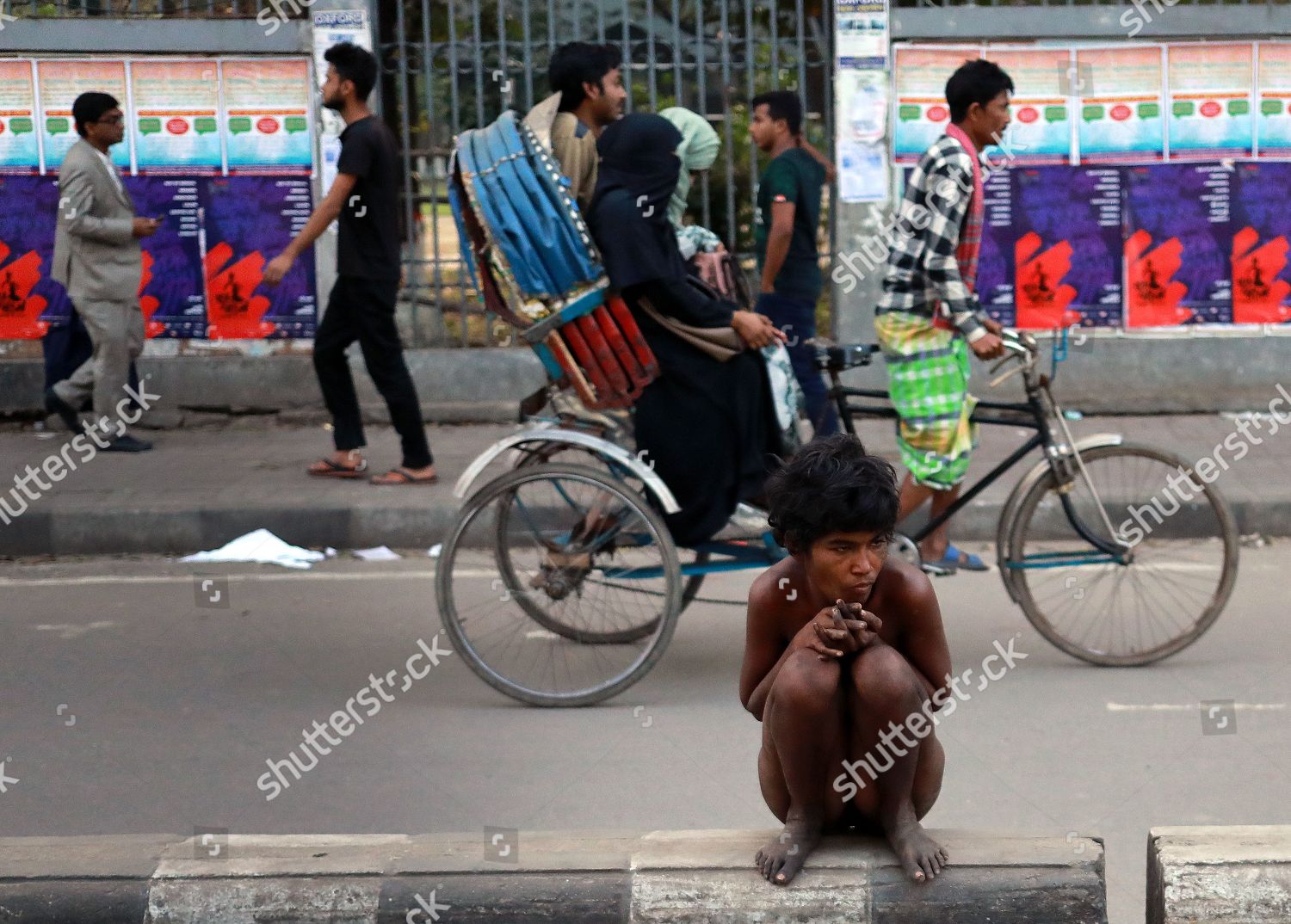 Naked Bangladeshi Beggar Sits Middle Road Editorial Stock Photo Stock