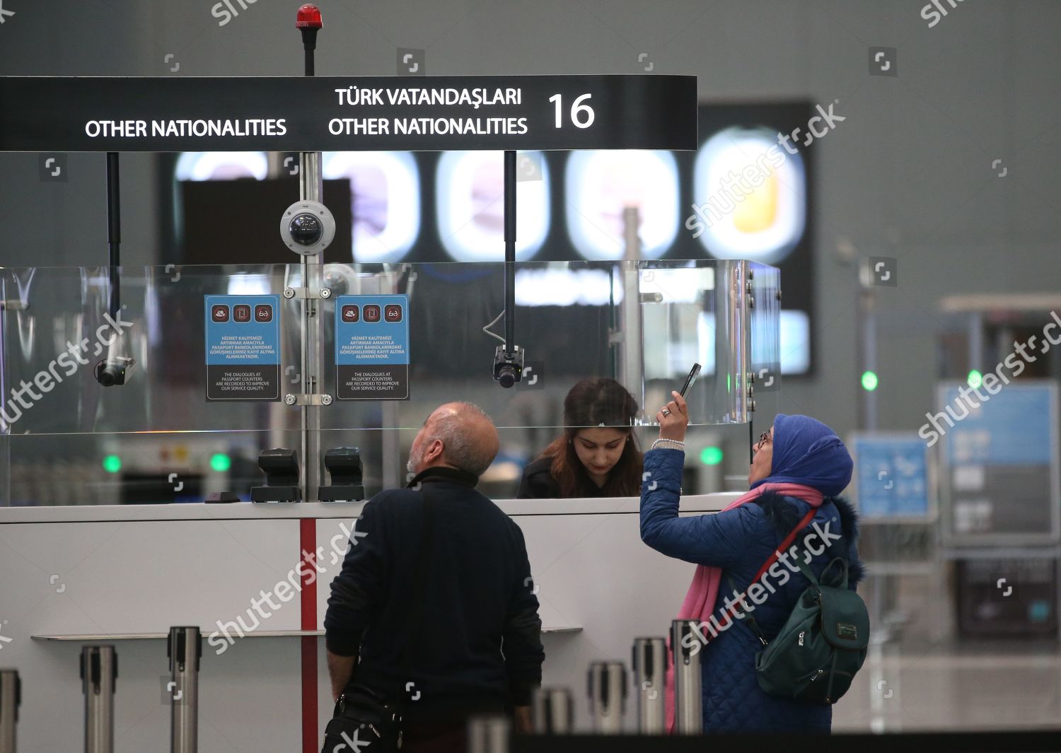 Passengers Stand Passport Control Point New Editorial Stock Photo