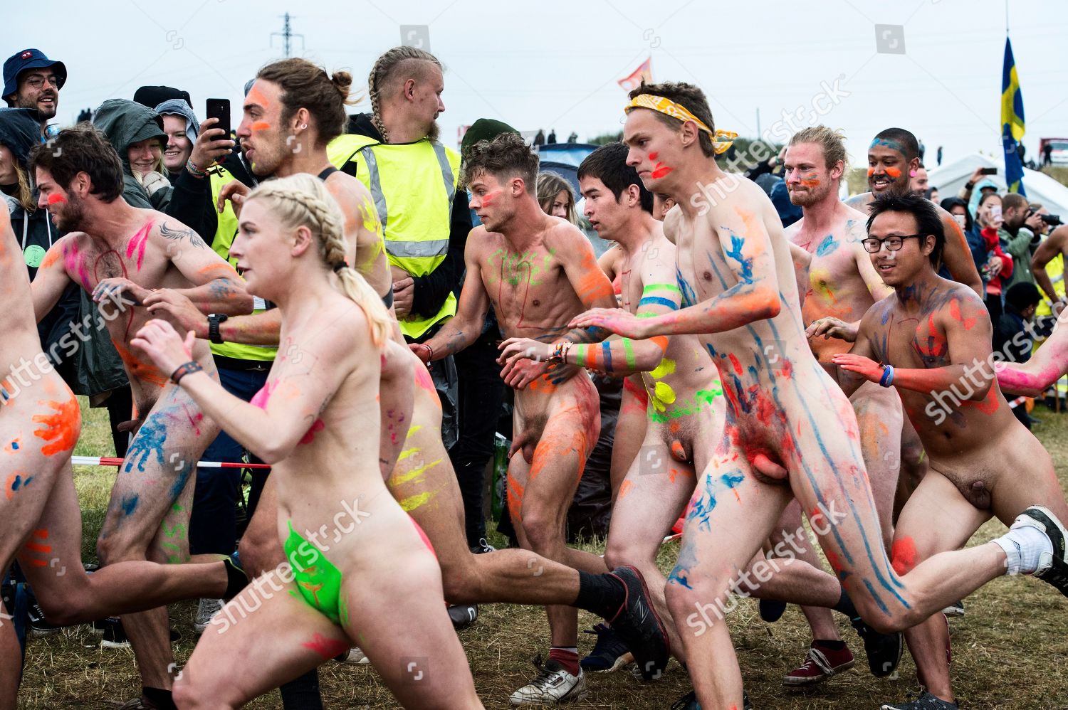 Festivalgoers Take Part Naked Run Roskilde Editorial Stock Photo