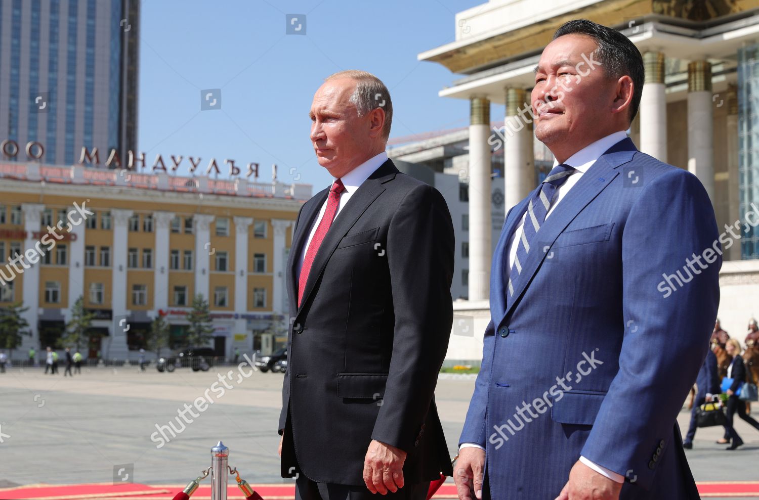 Russian President Vladimir Putin L Mongolian Editorial Stock Photo