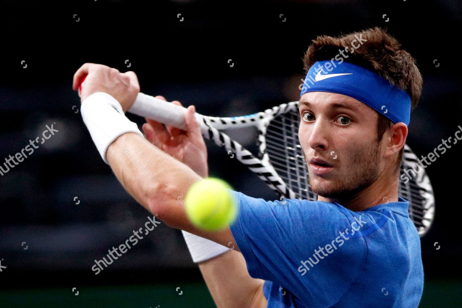 Corentin Moutet France Action Against Novak Editorial Stock Photo