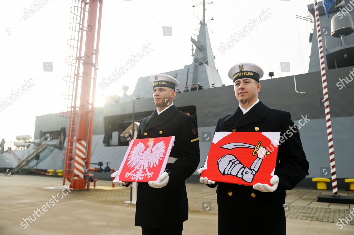 Polish Navy Officers Hold Flags Orp Editorial Stock Photo Stock Image