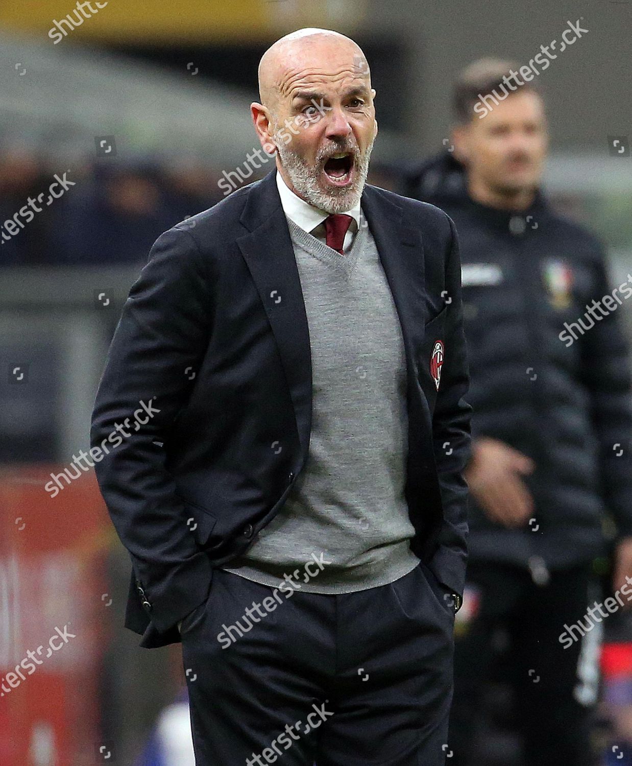 Milans Coach Stefano Pioli Reacts During Editorial Stock Photo Stock