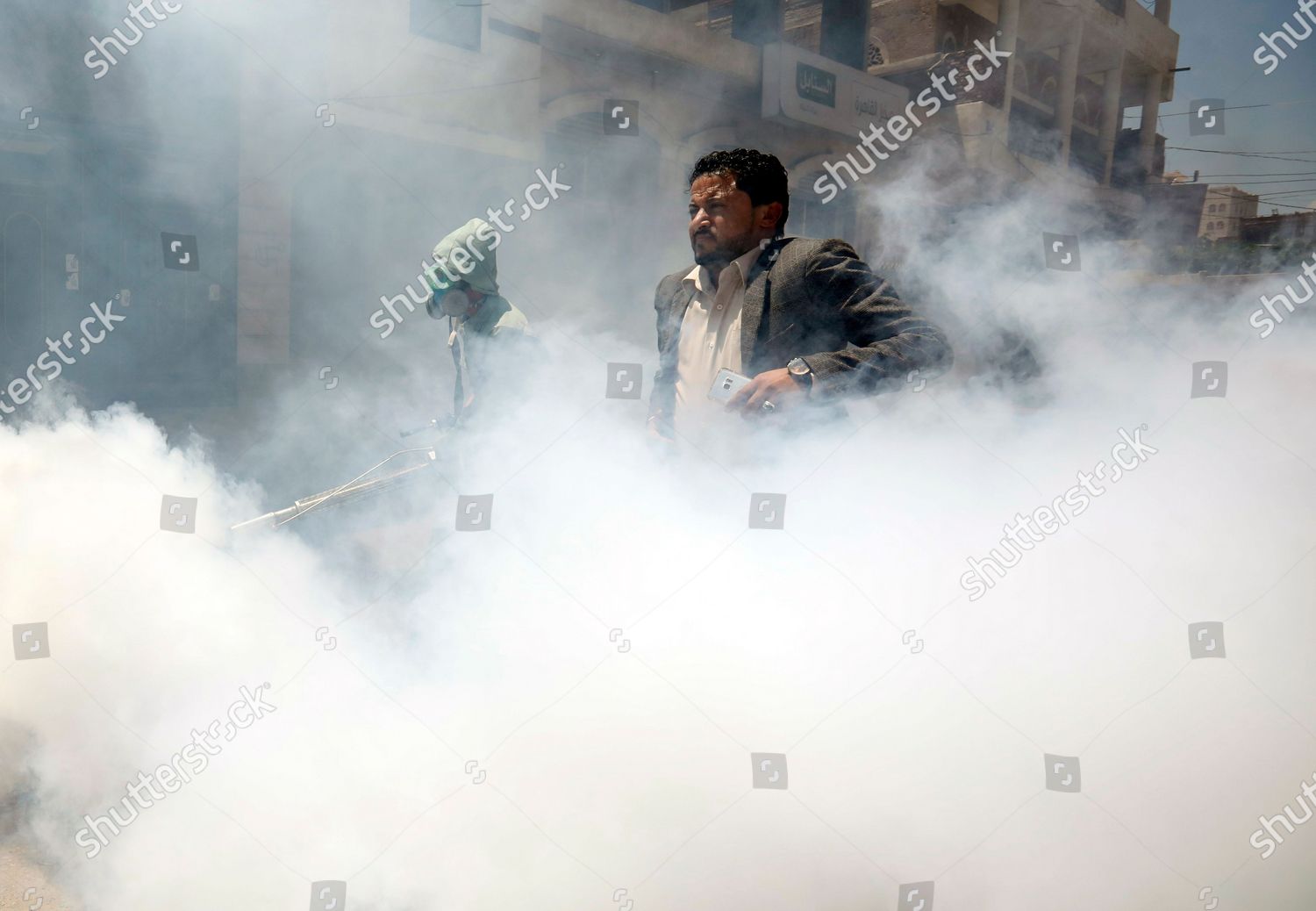 Yemeni Walks Through Smoke During Fumigation Editorial Stock Photo