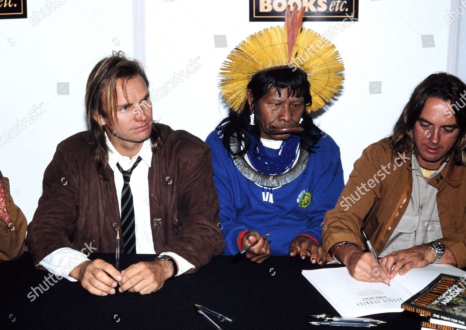 Sting Raoni Kayapo Indian Chief 1989 Editorial Stock Photo Stock