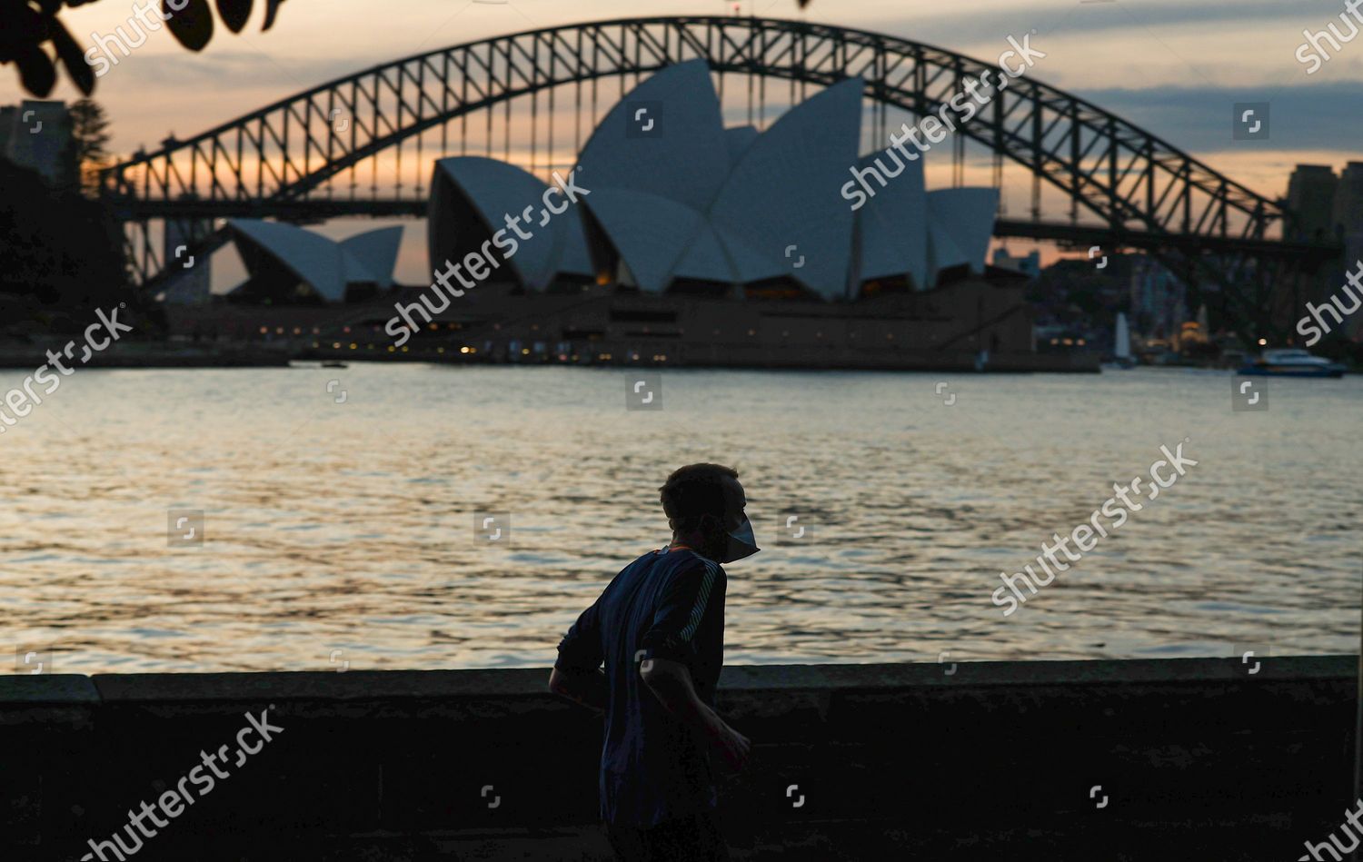 Man Wearing Face Mask Jogs Near Editorial Stock Photo Stock Image