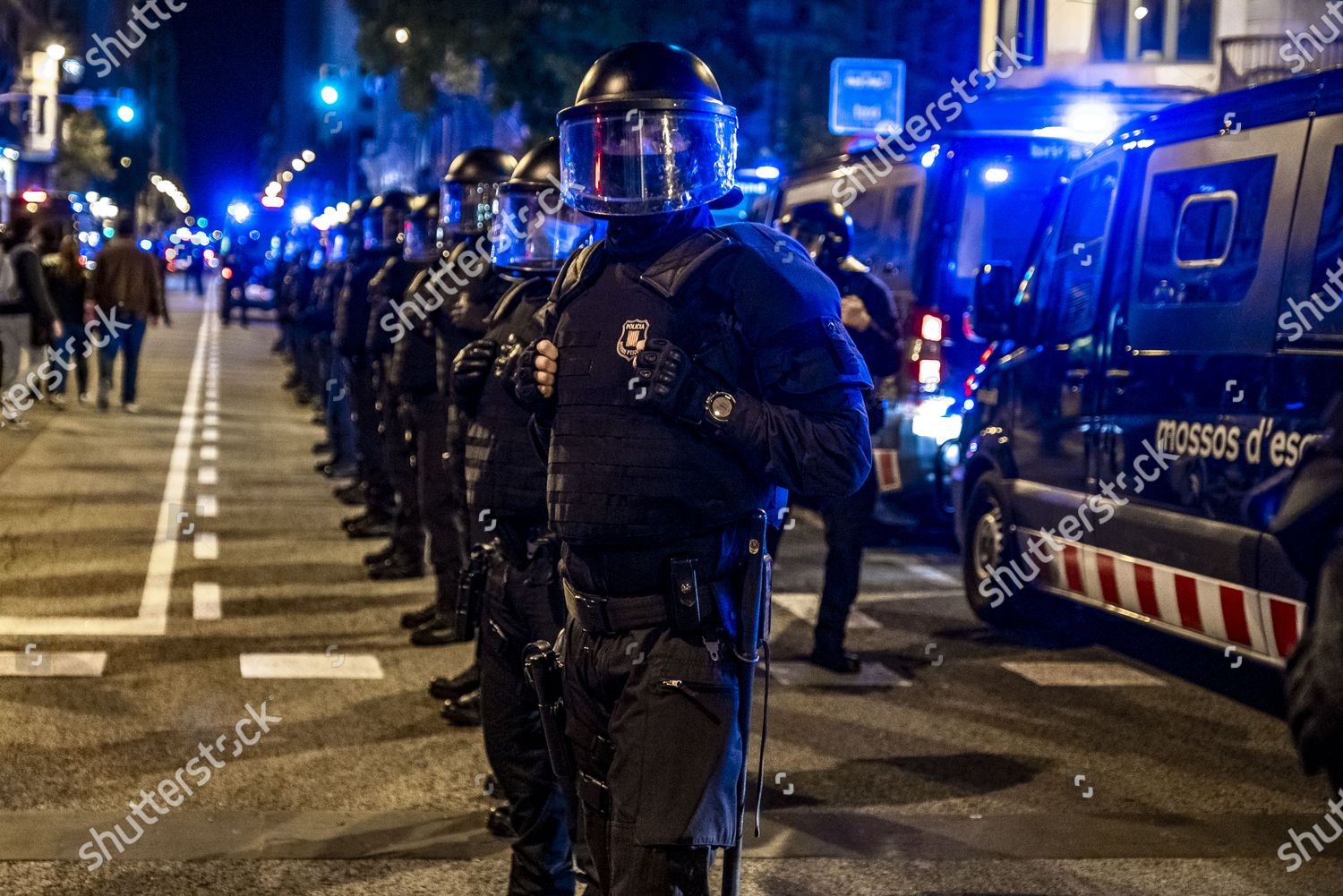 Row Police Officers Mossos Desquadra Seen Editorial Stock Photo Stock