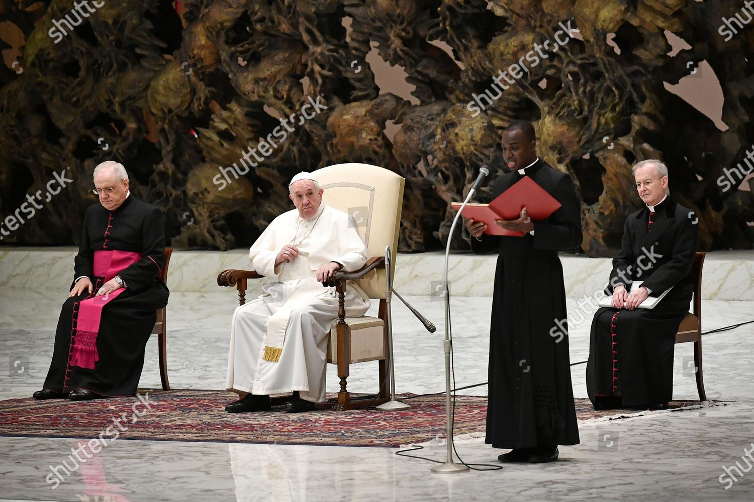 Monsignor Leonardo Sapienza Pope Francis During Editorial Stock Photo