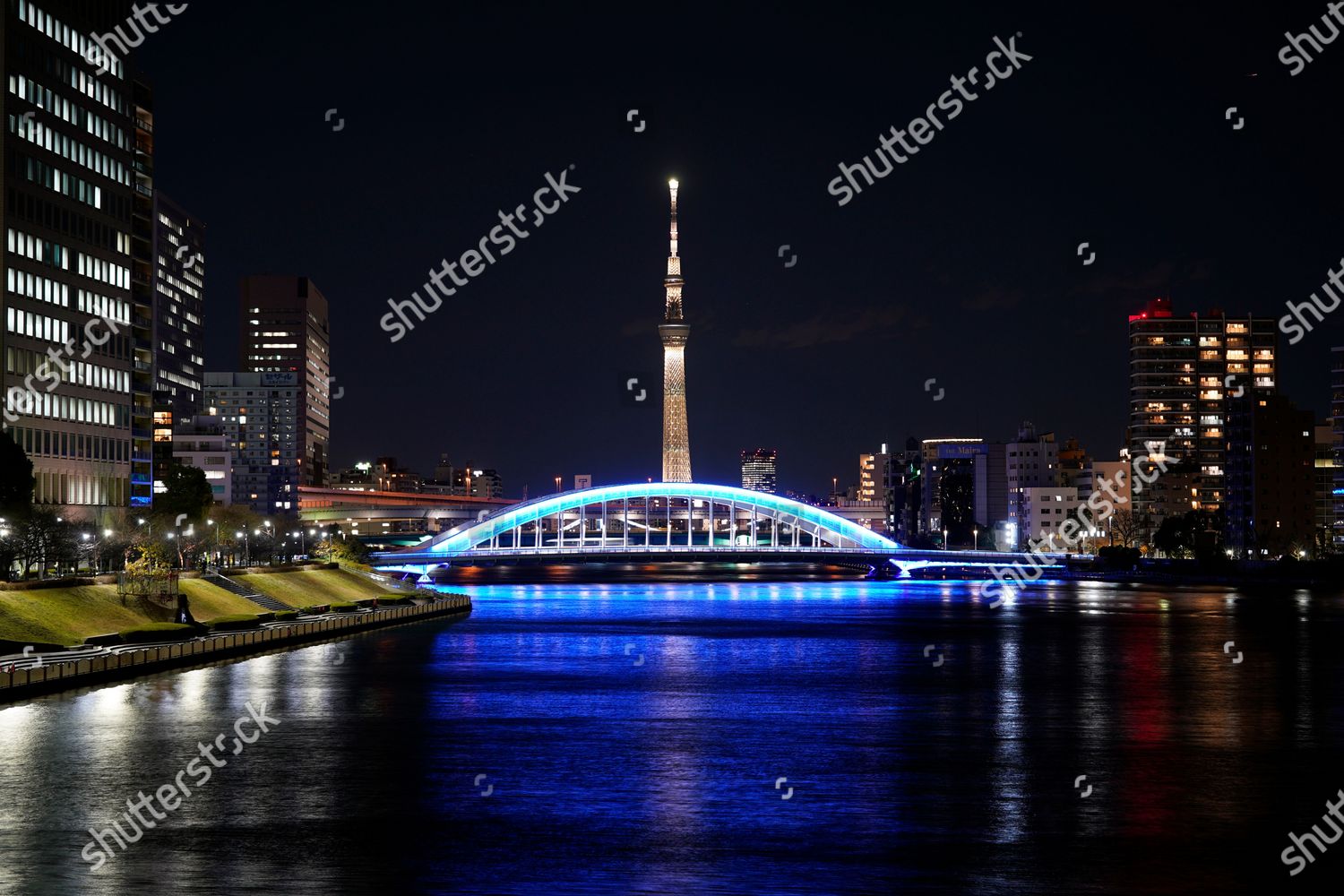 Japans Tallest Tower Tokyo Skytree Illuminated Editorial Stock Photo