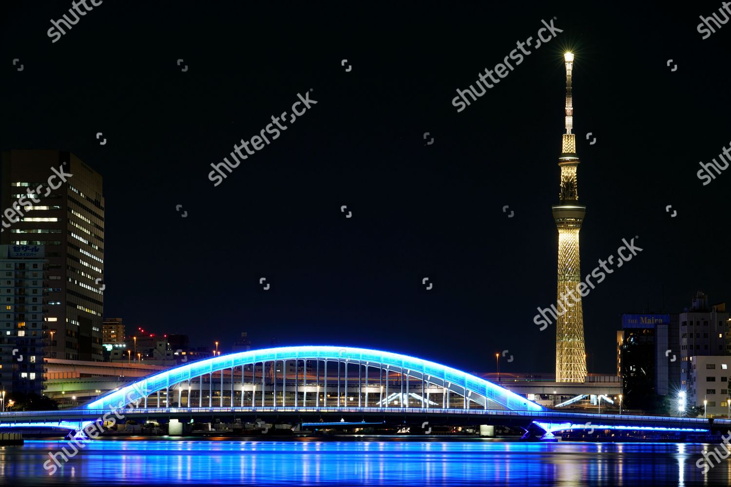 Japans Tallest Tower Tokyo Skytree Illuminated Editorial Stock Photo