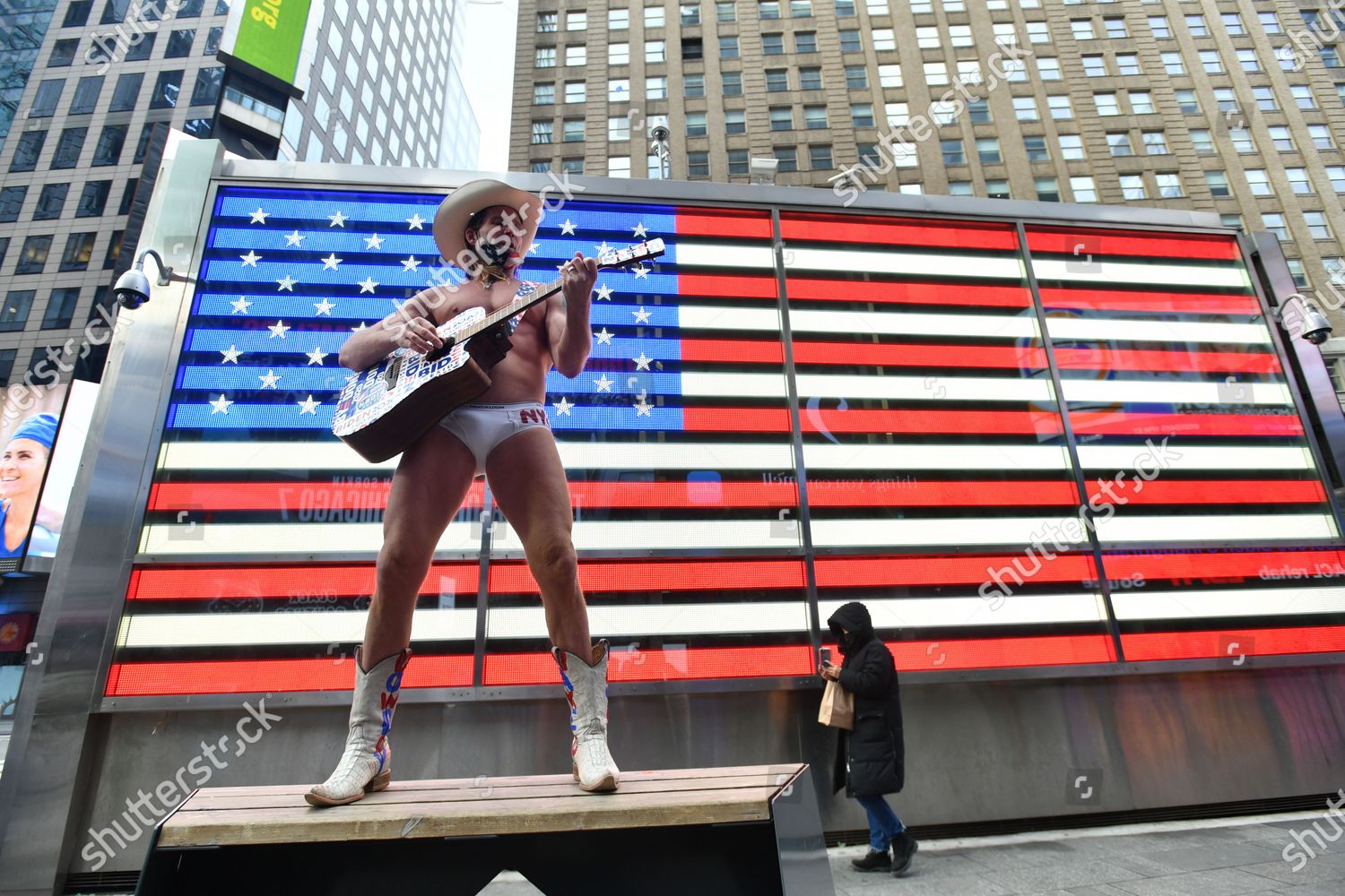 Robert Burck Aka Naked Cowboy Gathers Editorial Stock Photo Stock