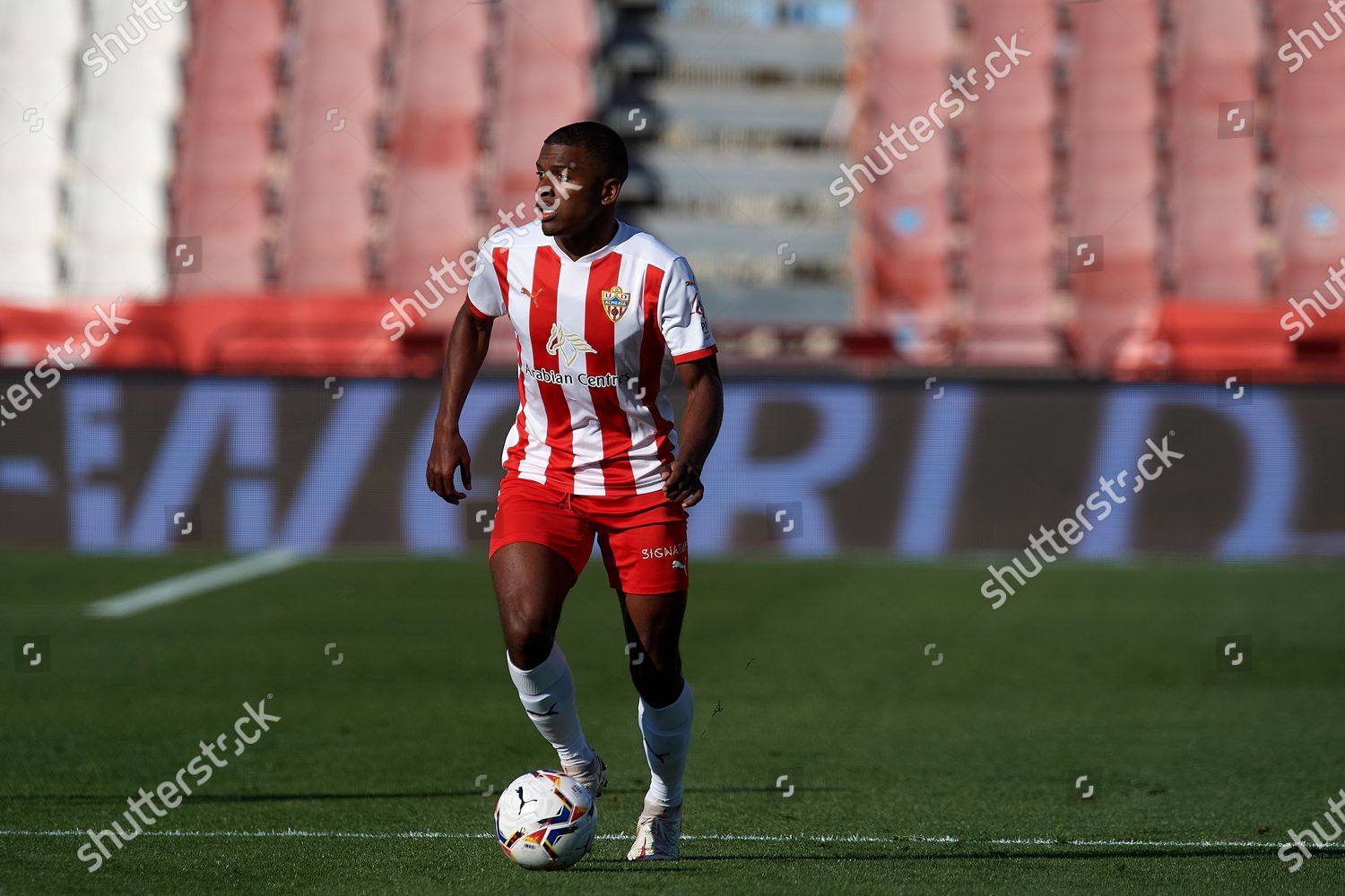 Sergio Akieme Almeria Controls Ball During Editorial Stock Photo